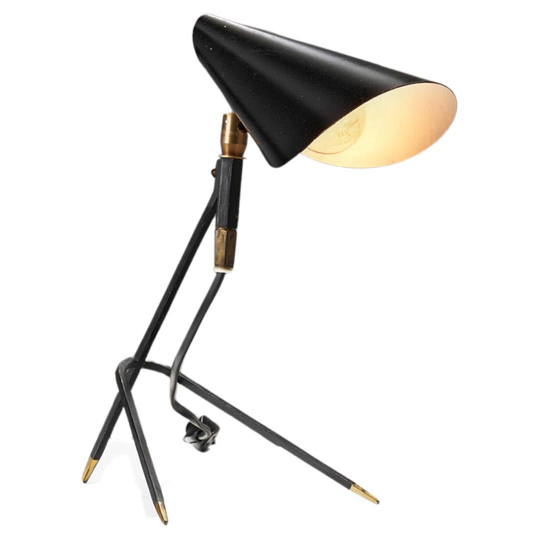 Lacquered Mid-Century Modern Table Lamp with Brass Details, Scandinavia ca 1960s For Sale