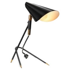 Lacquered Mid-Century Modern Table Lamp with Brass Details, Scandinavia ca 1960s