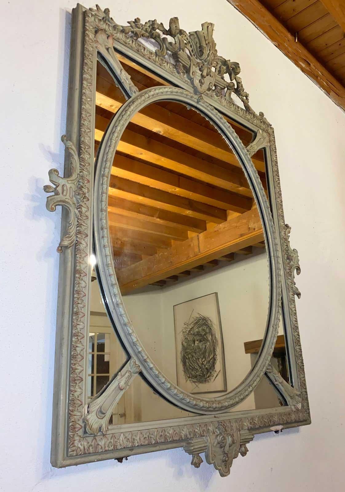 Mid-19th Century Lacquered mirror Louis XV style Napoleon3 period For Sale