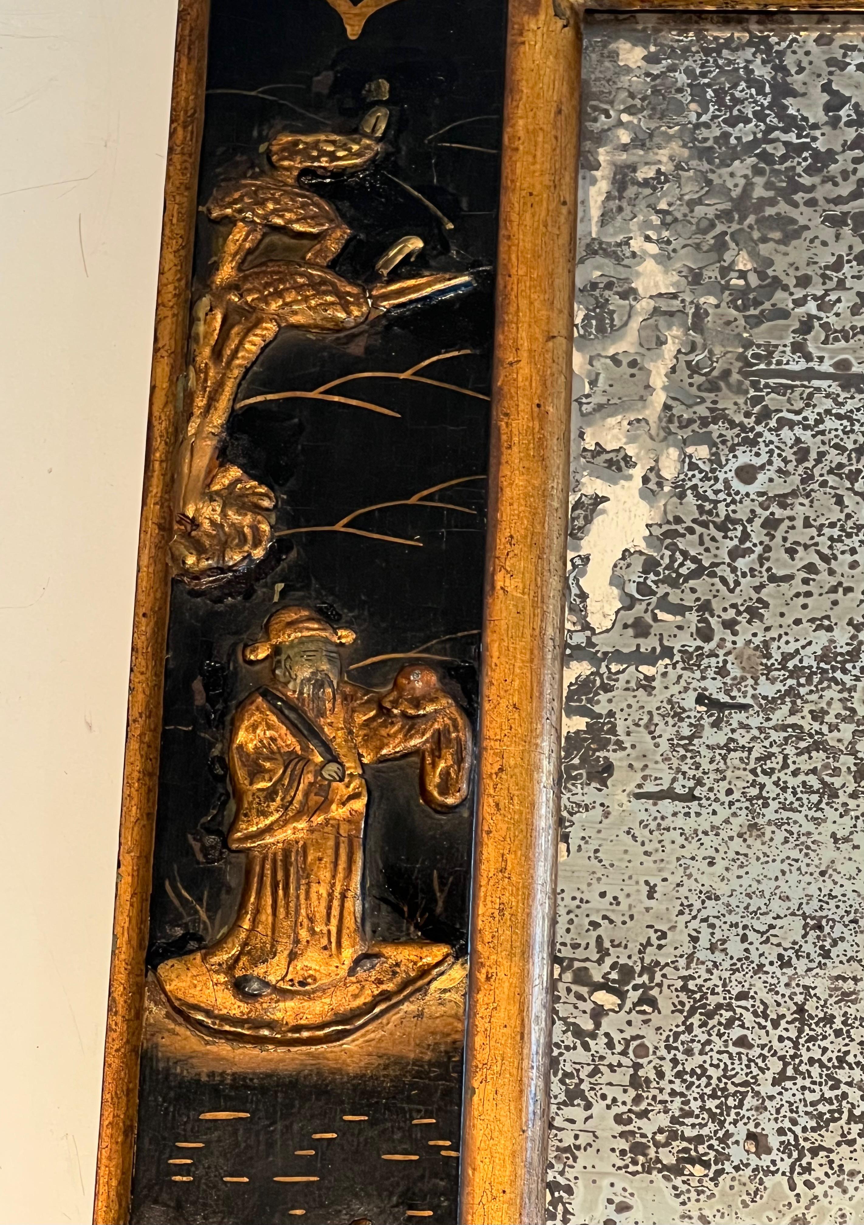 Lacquered Mirror with Chinese Scenes in the style of Maison Jansen. Circa 1940 For Sale 10