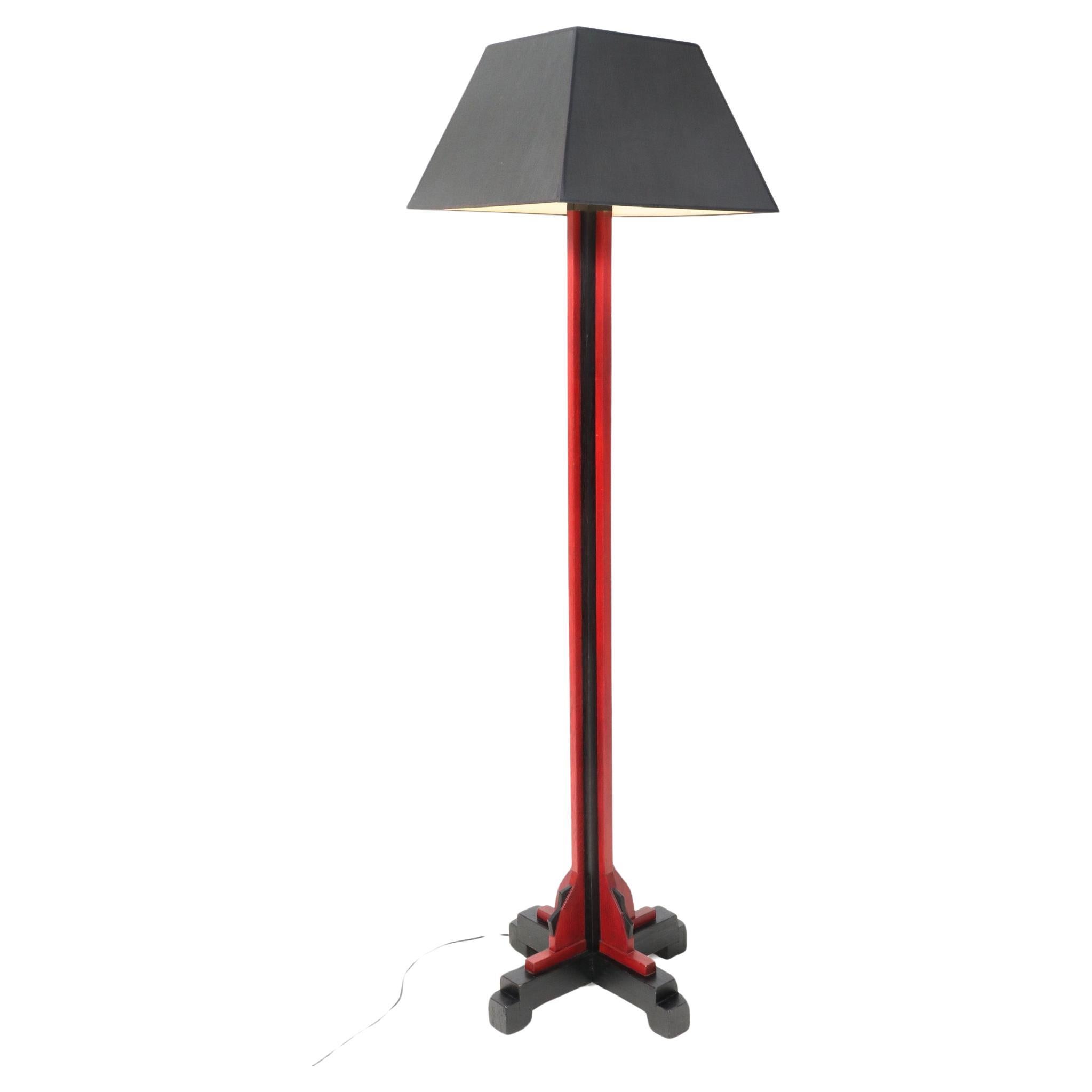 Lacquered Oak Art Deco Modernist Floor Lamp by Cor Alons, 1920s For Sale