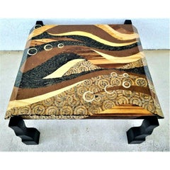 Lacquered Organic Collage Coffee Table by Marquis of Beverly Hills