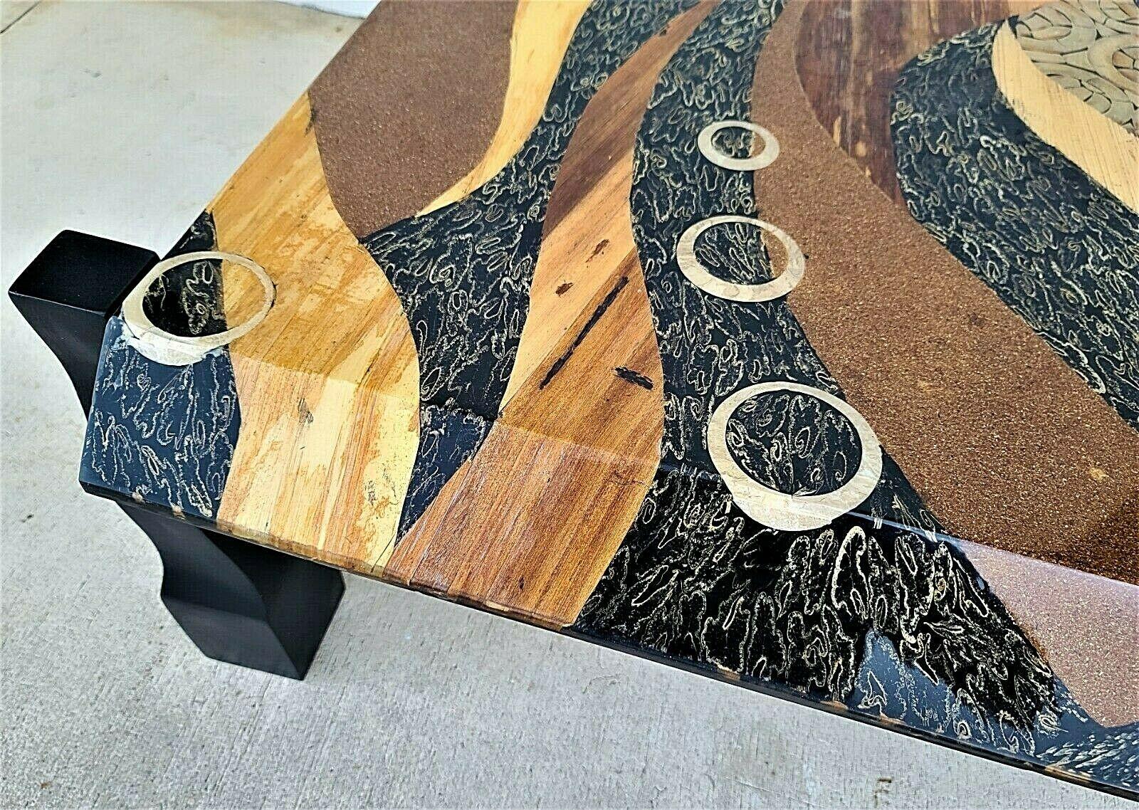 Late 20th Century Lacquered Organic Collage Coffee Table by Marquis of Beverly Hills For Sale