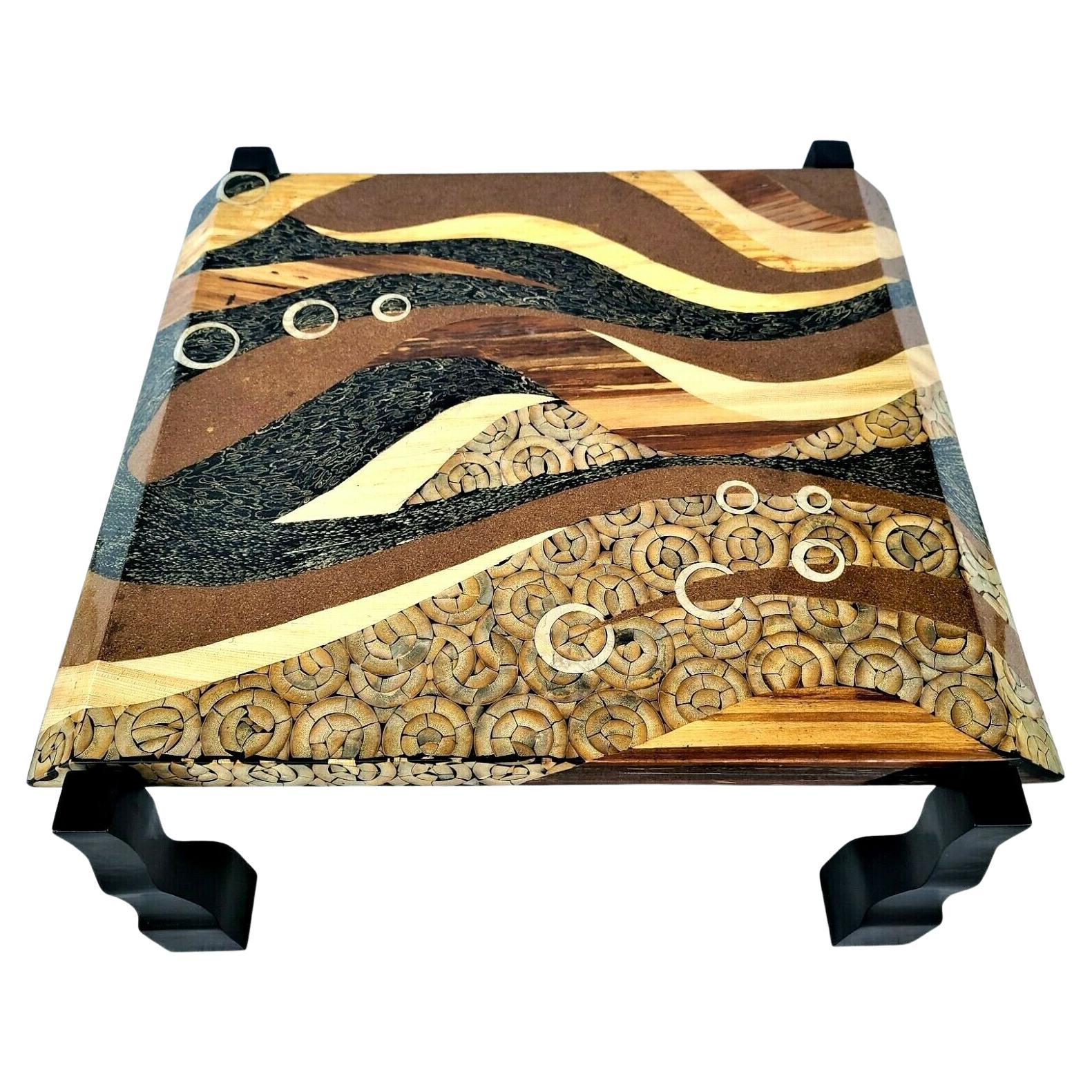 Lacquered Organic Collage Coffee Table by Marquis of Beverly Hills