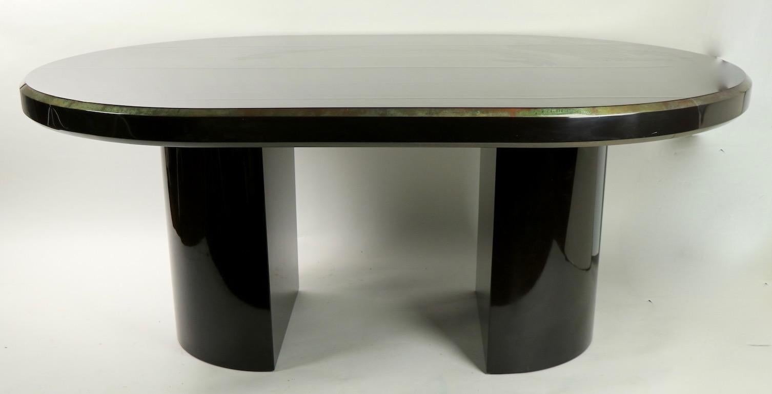 Lacquered Oval Dining Table in the Style of Karl Springer 1