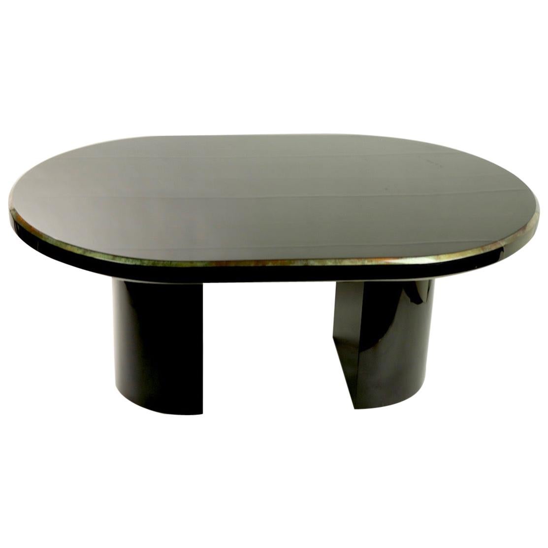 Lacquered Oval Dining Table in the Style of Karl Springer