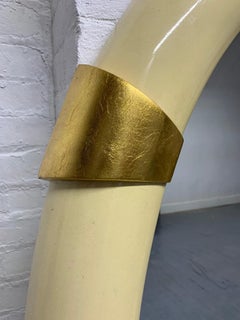 Lacquered Oval Mirror with Gold Leaf Accents