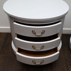 Lacquered Oval Three-Drawer Chests by Berhardt