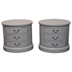 Lacquered Oval Three-Drawer Chests by Berhardt