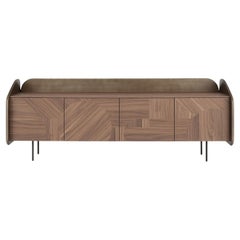 Lacquered oxidized bronze INTARSIO Sideboard with Hand-Inlaid Canaletto Walnut S