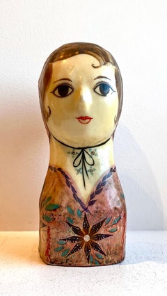 Lacquered Paper Mache Mannequin Head by Gemma Taccognam Mexico, circa 1965