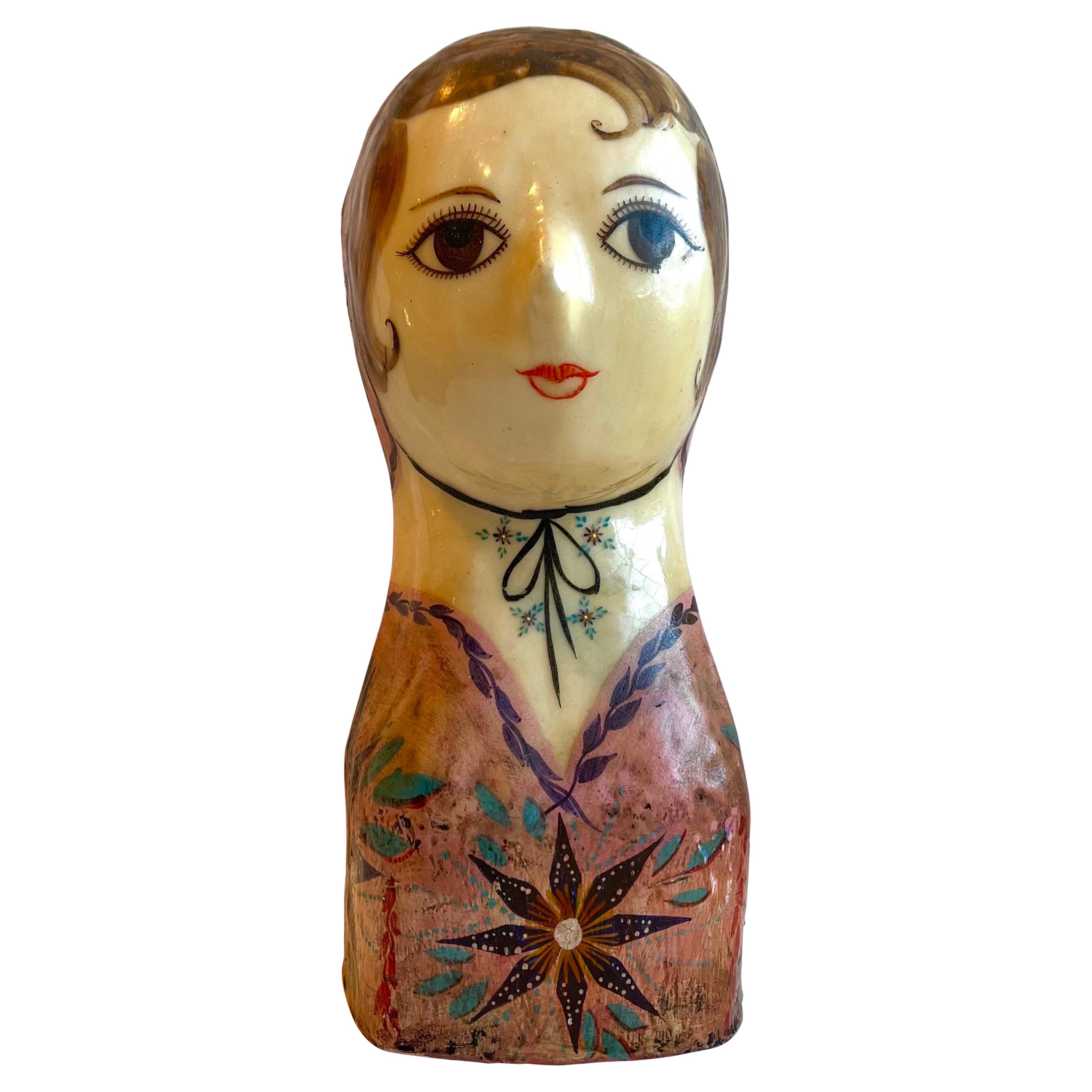 Tête de mannequin en papier mâché laqué par Gemma Taccognam Mexique, vers 1965 en vente