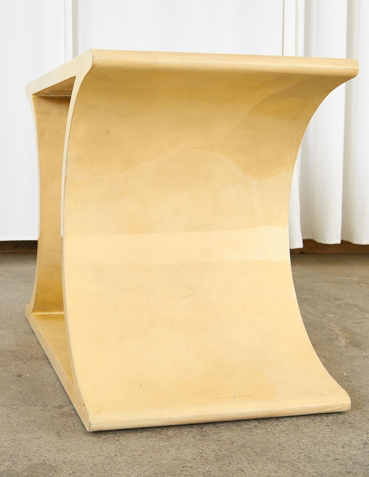 Goatskin Lacquered Parchment Console or Cocktail Table by Sally Sirkin Lewis For Sale