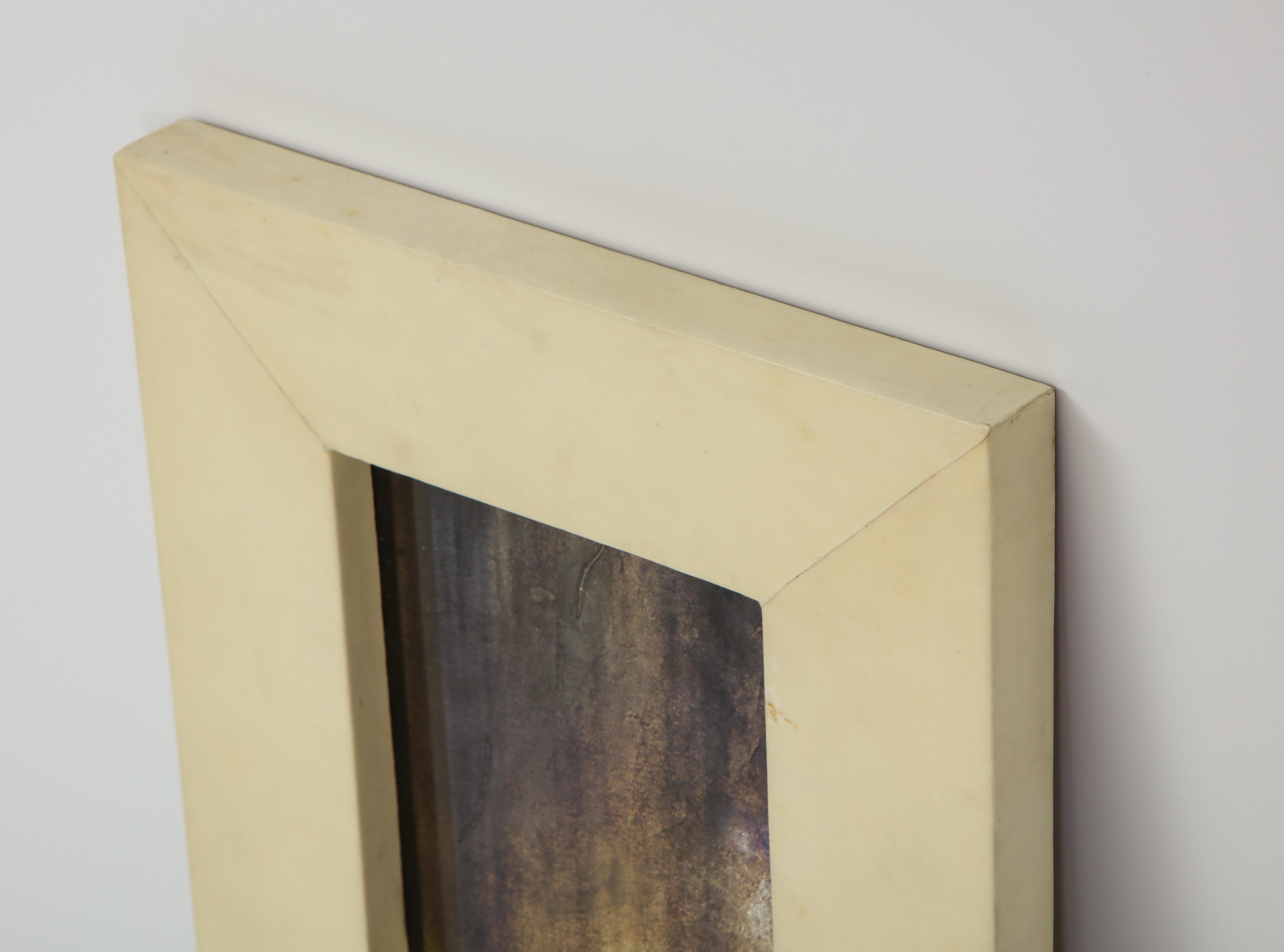 Contemporary Lacquered Parchment Frame with Antiqued Mirror