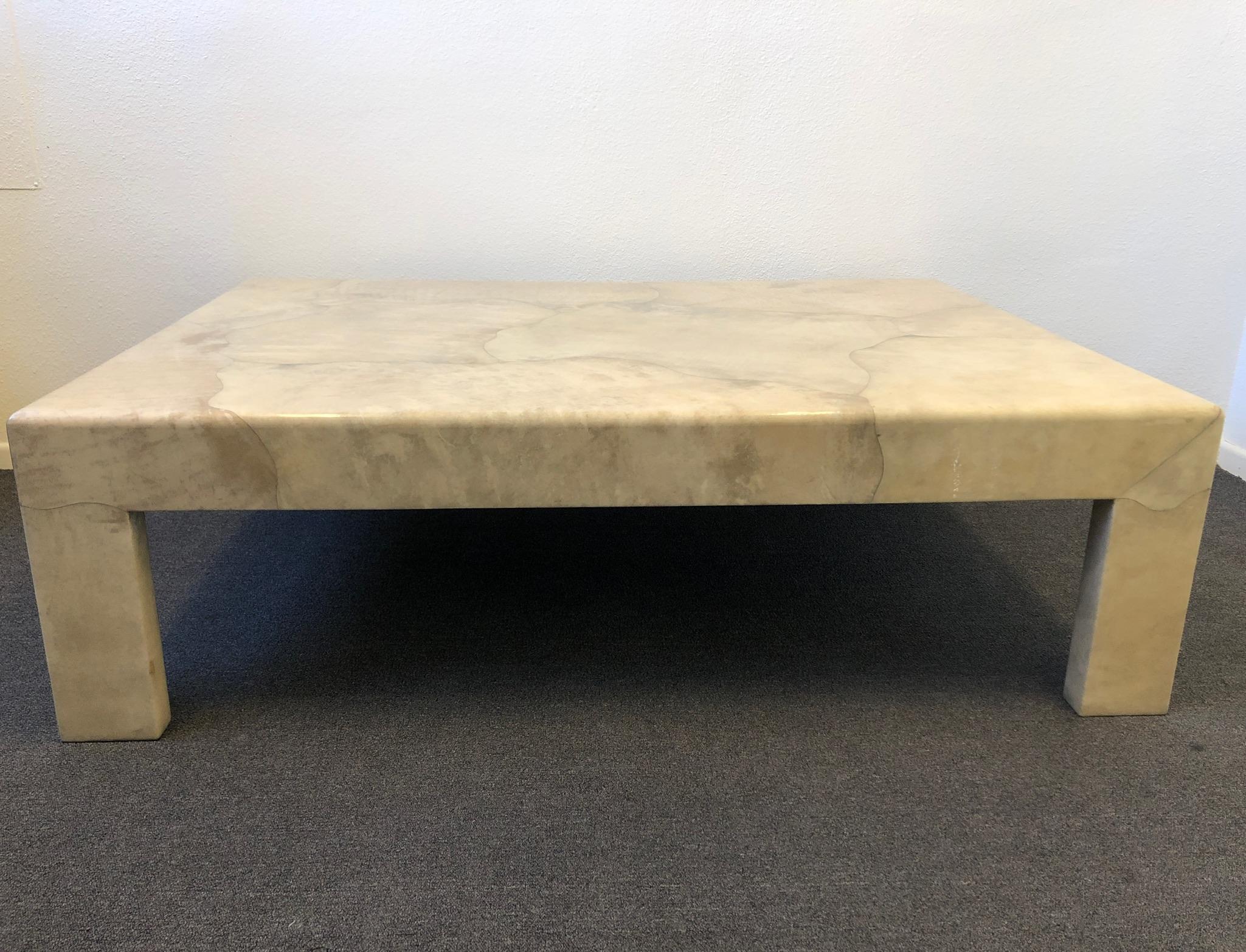 Lacquered Parchment Goatskin Cocktail Table by J. Robert Scott In Good Condition In Palm Springs, CA