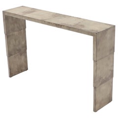 Lacquered Parchment Leather Console Sofa Table