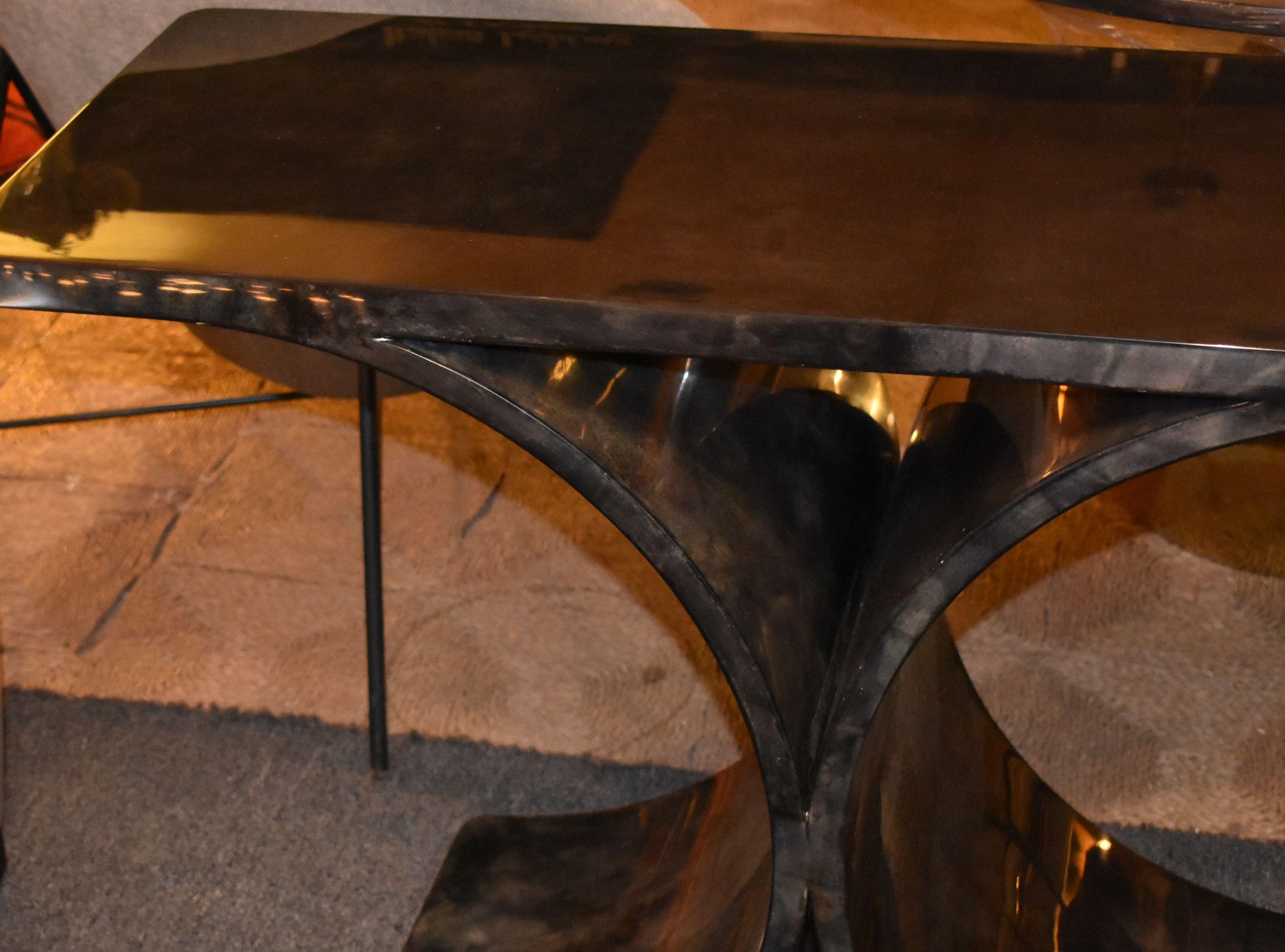 American Lacquered Parchment or Goatskin Console Table