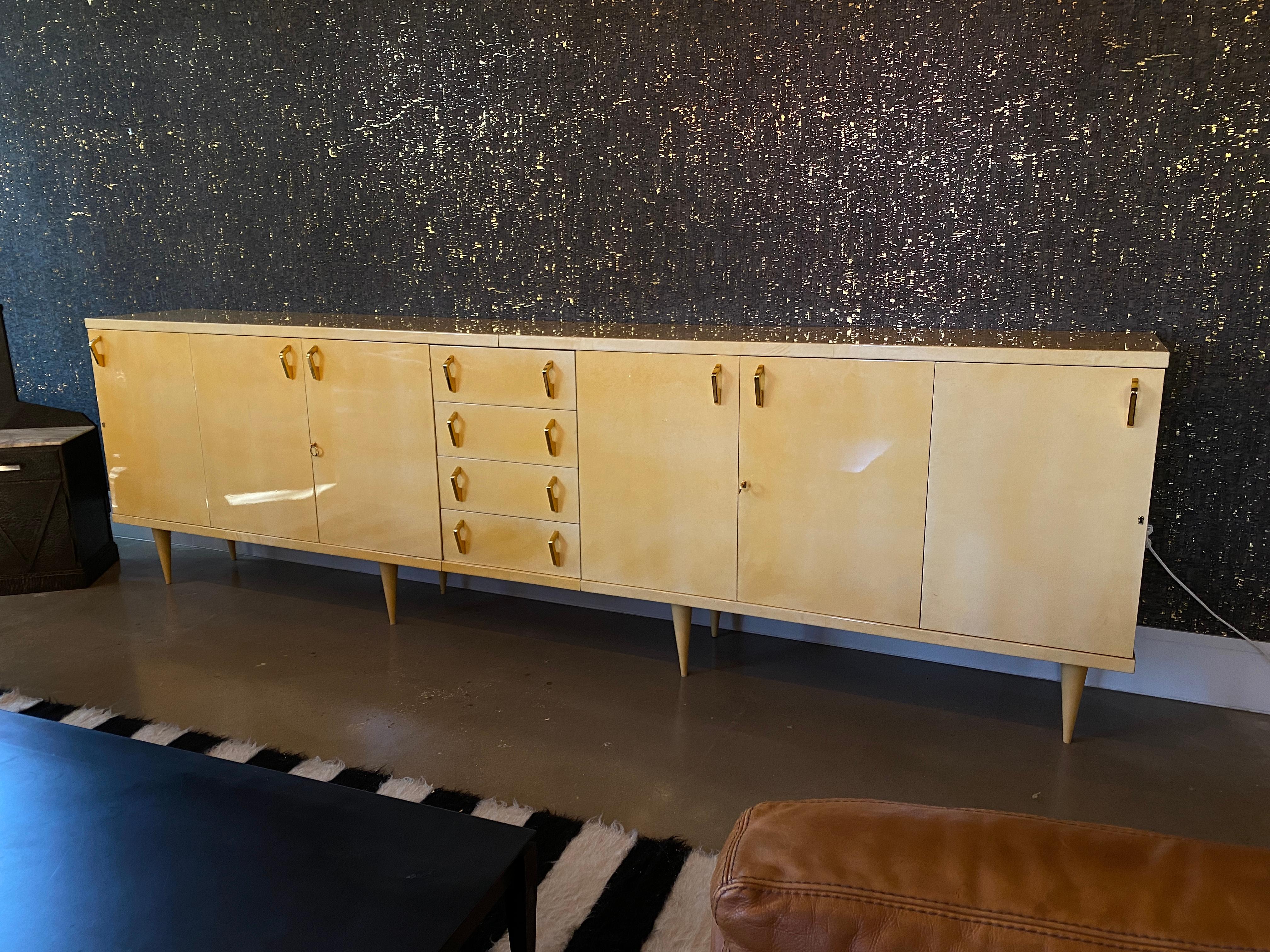 Lacquered Parchment Sideboard by Aldo Tura, Italy, 1960s In Good Condition In Austin, TX