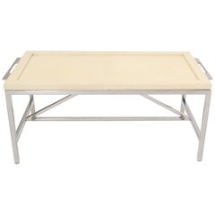 Lacquered Parchment Tray Stainless Steel Base Coffee Table