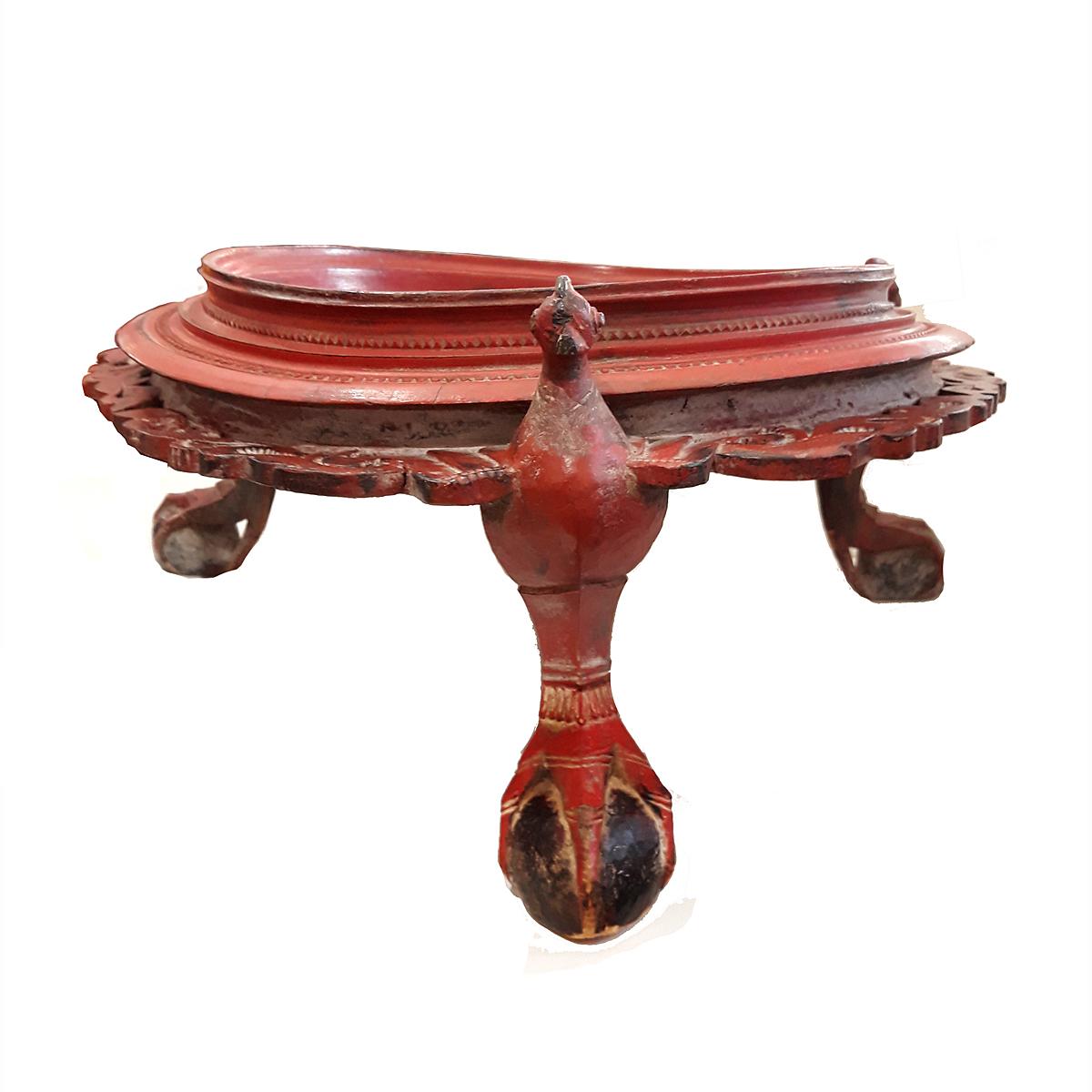 Burmese Lacquered Pedestal Tray / Table Stand from Burma, Late 19th Century