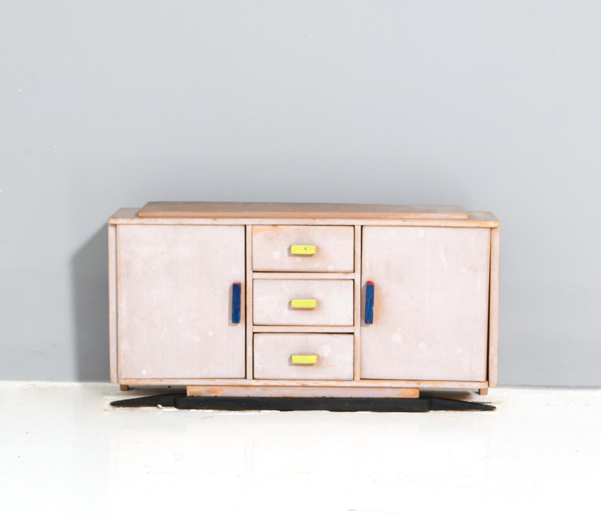 Dutch Lacquered Plywood Art Deco Modernist Children's Furniture Credenza, 1930s For Sale
