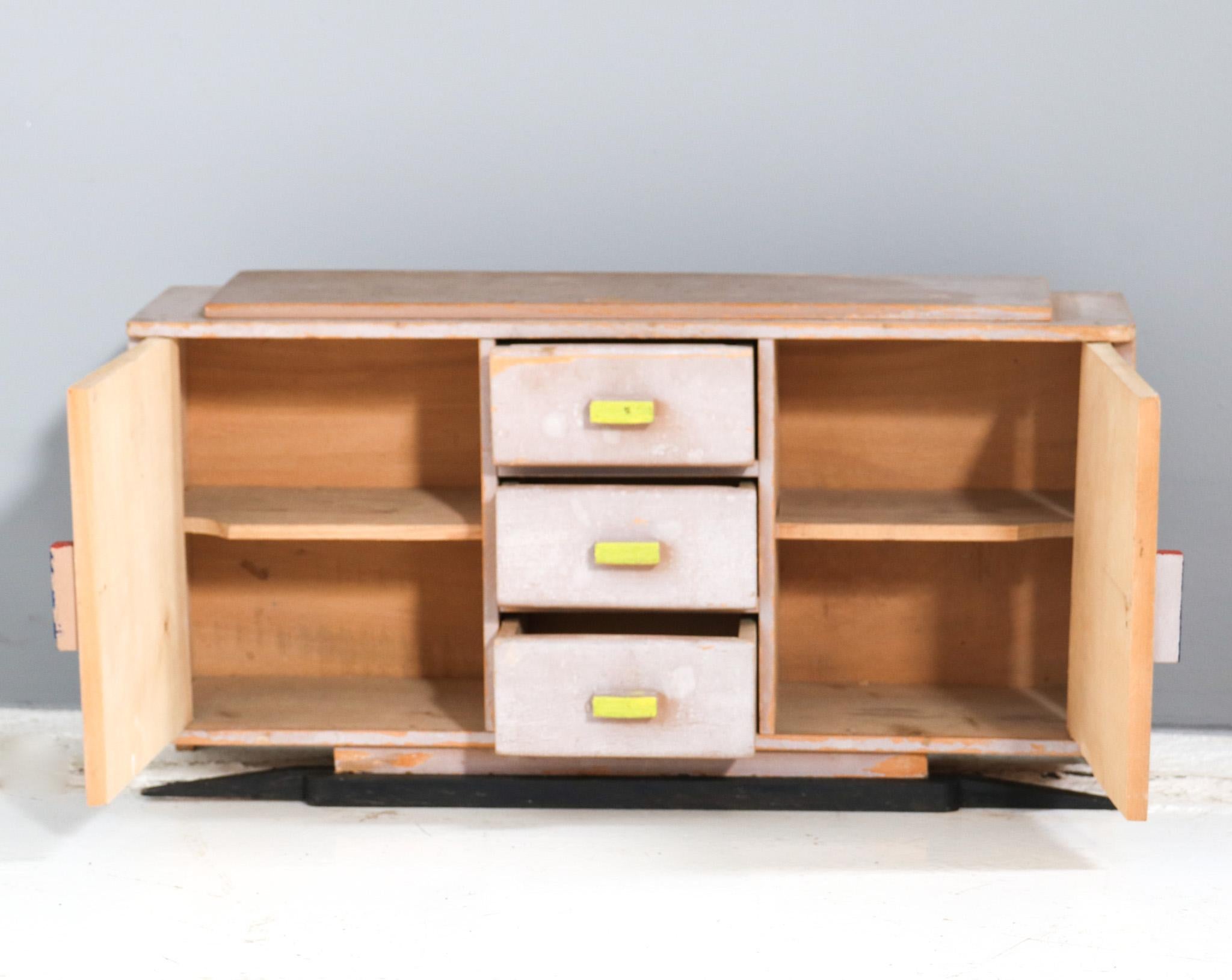 Lacquered Plywood Art Deco Modernist Children's Furniture Credenza, 1930s In Good Condition For Sale In Amsterdam, NL
