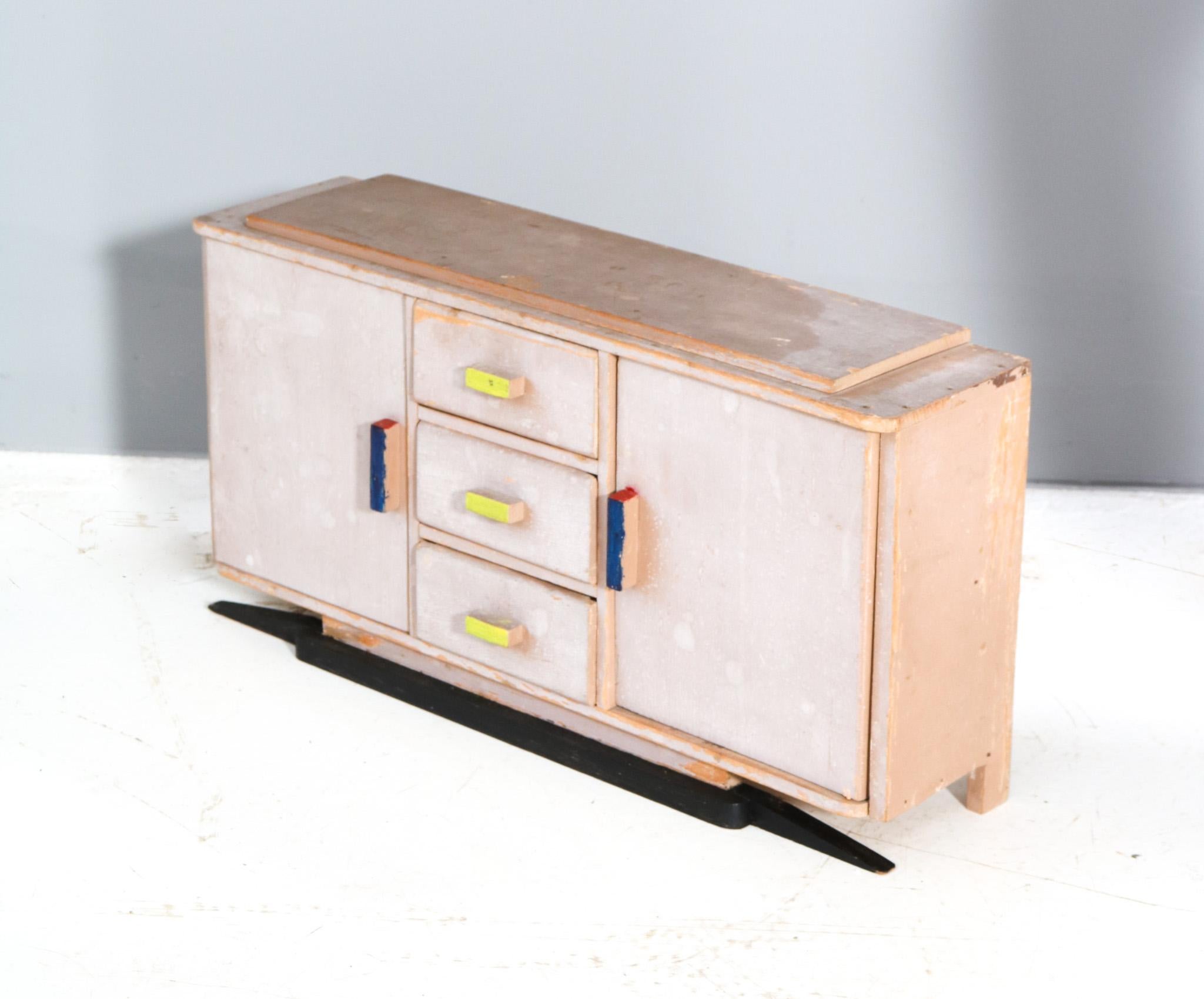 Mid-20th Century Lacquered Plywood Art Deco Modernist Children's Furniture Credenza, 1930s For Sale