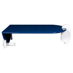 Lacquered Pop Art Sled-Shaped Cocktail Coffee Table in Royal Blue and White