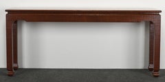 Lacquered Raffia Post Modern Console by Harrison Van Horn, 1980s