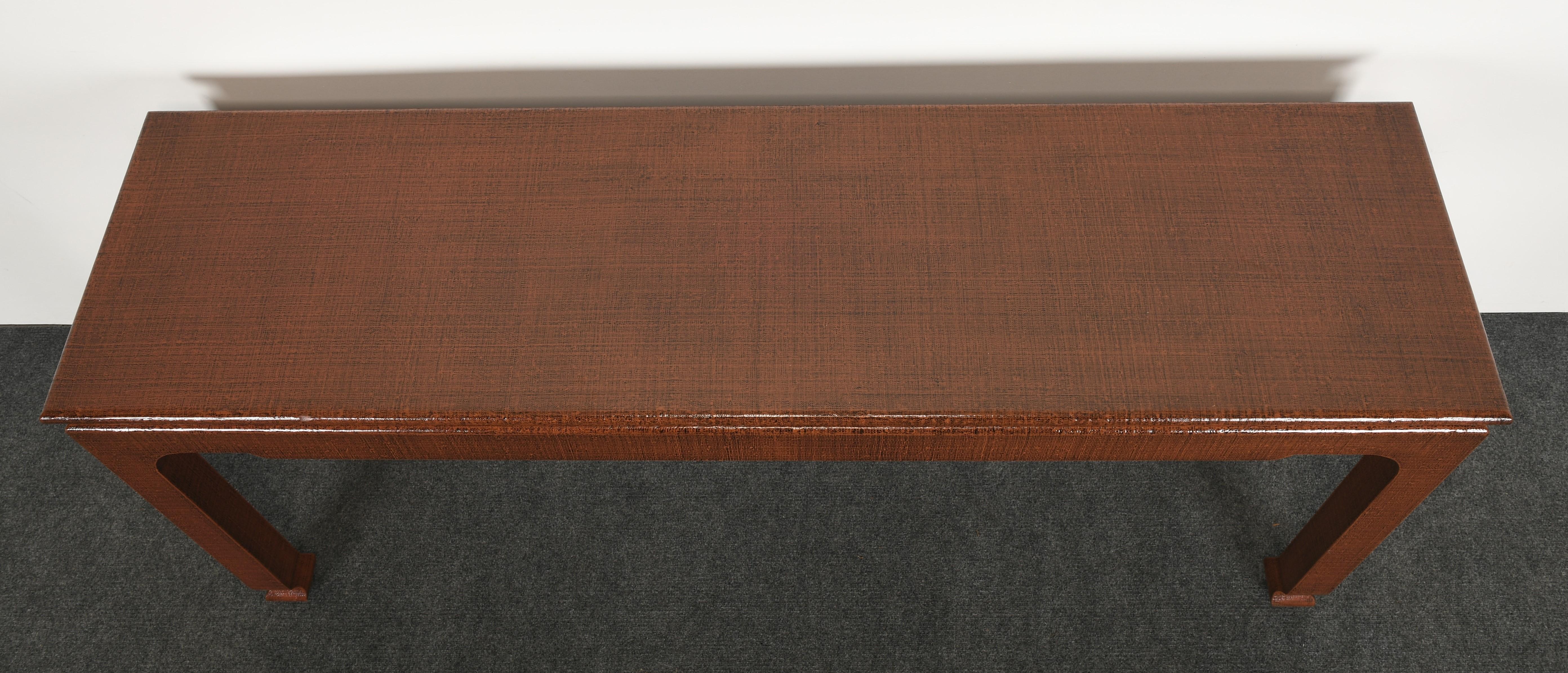 Late 20th Century Lacquered Raffia Post Modern Console by Harrison Van Horn, 1980s