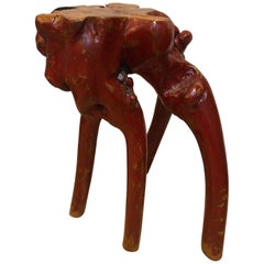 Lacquered Red Tree Root Side Table