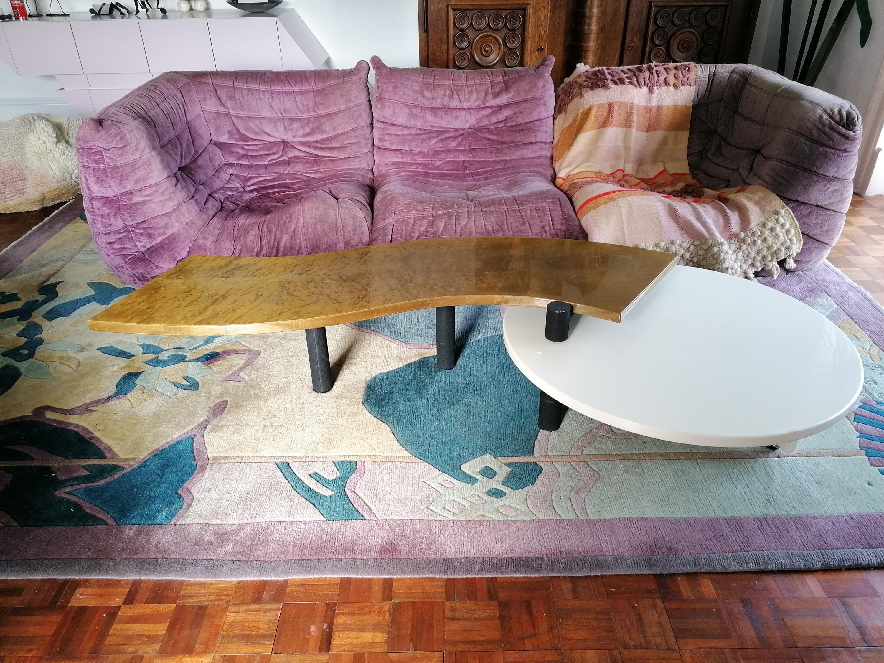Lacquered Rotating Coffee Table by Maurizio Salvato for Saporiti Italia, 1980s In Good Condition In Hastings, GB
