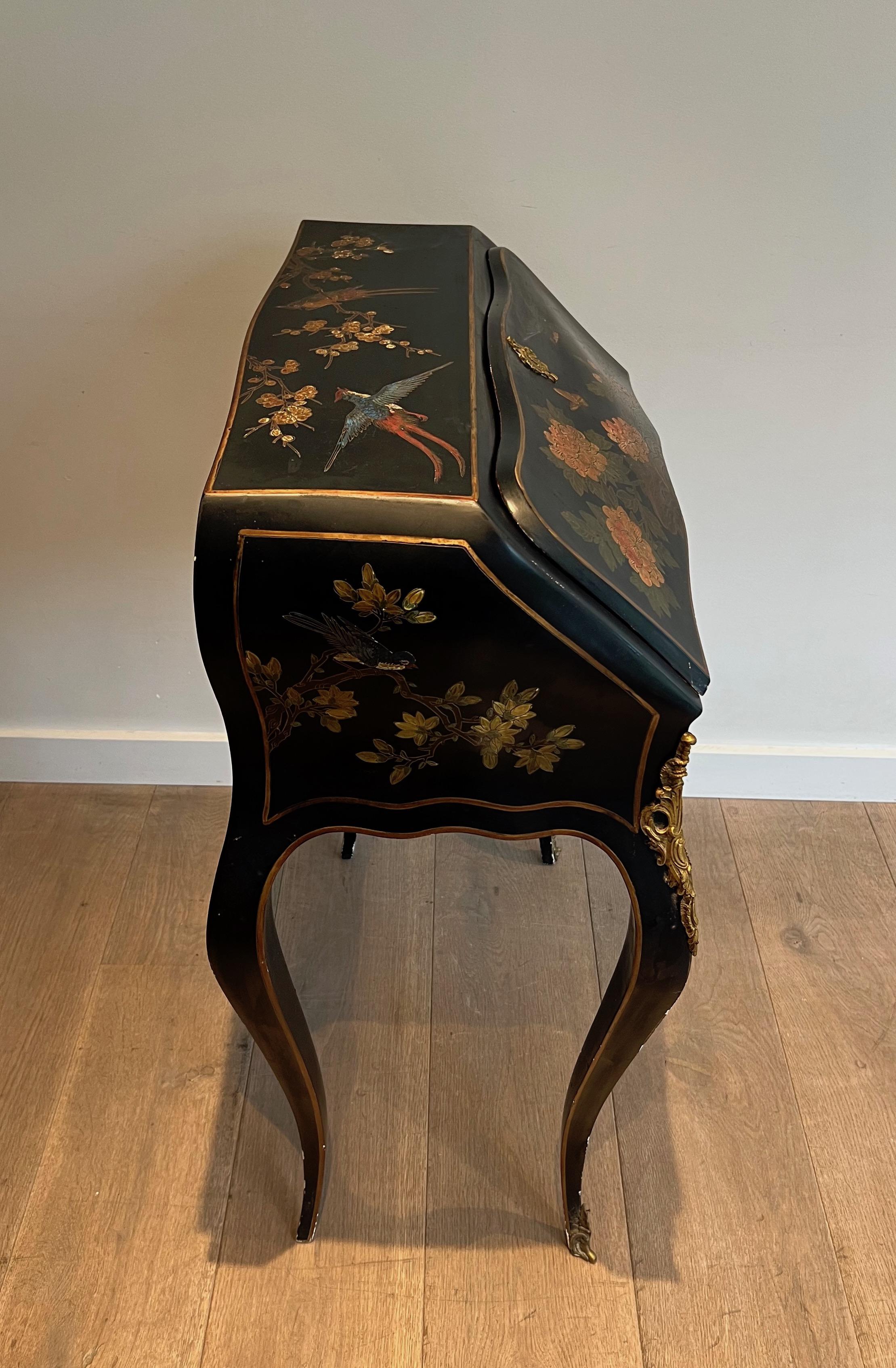Lacquered Secretaire with Chinese Decorations in the Style of Maison Jansen 2