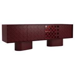 Lacquered Sideboard in Deep Bordeaux with Geometric Motifs-Sotiris Lazou Design