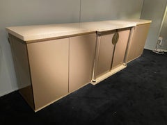 Lackiertes Sideboard aus Travertin und Plexiglas, Belgo Chrom, 1970er Jahre