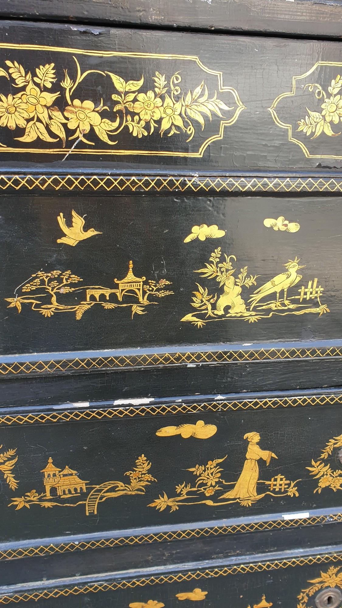 Lacquered Sloping Desk, Chinoiserie, Late 18th Early 19th Century For Sale 5