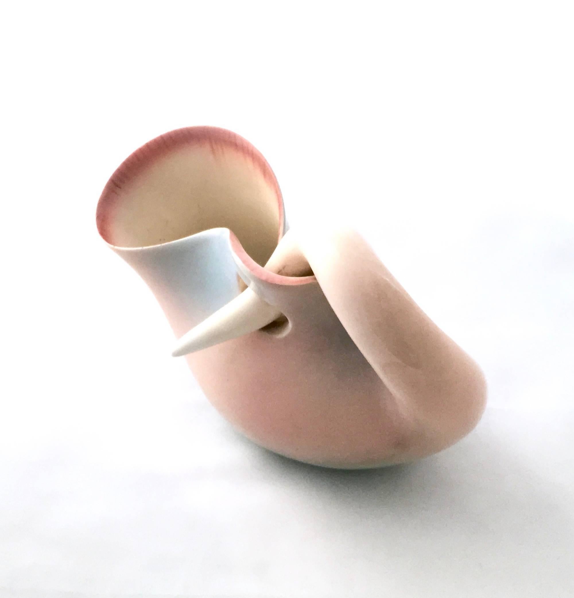 Mid-20th Century Light Pink Lacquered Terracotta Centerpiece Model Nr 610 by Vibi, Turin, Italy For Sale
