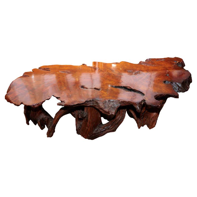 Free Form Solid Burl Wood Coffee Table At 1stDibs