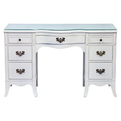 Mid-Century Mahogany Desk or Vanity with Glass Top, USA, 1940s Mid-Century Mahogany Desk or Vanity with Glass Top, USA, 1940s