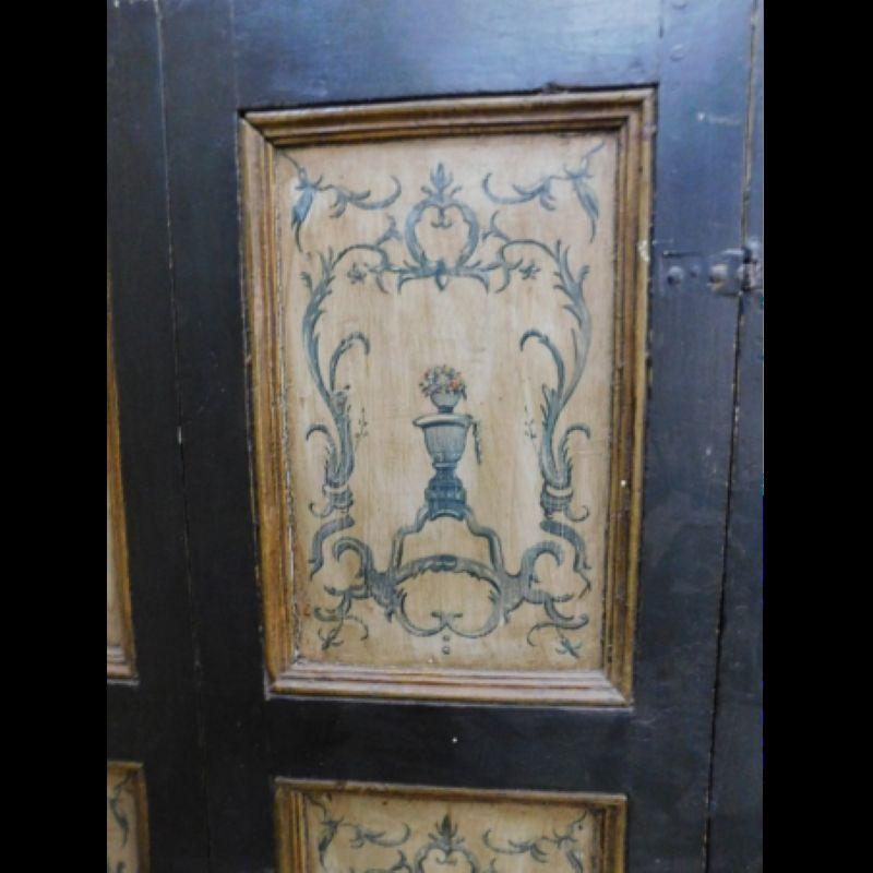 Italian Lacquered Wall Cabinet, placard hand painted, Italy For Sale