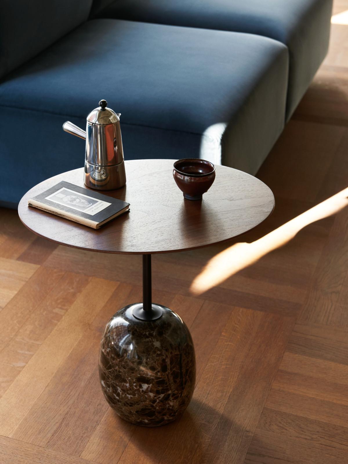 Danish Lacquered Walnut Oval Top Lato Ln9 Side Table, for &Tradition by Luca Nichetto For Sale