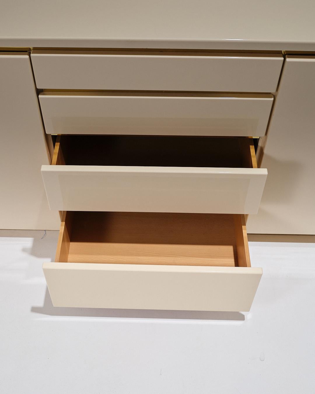 Lacquered Wood and Brass Sideboard, 1970s For Sale 9