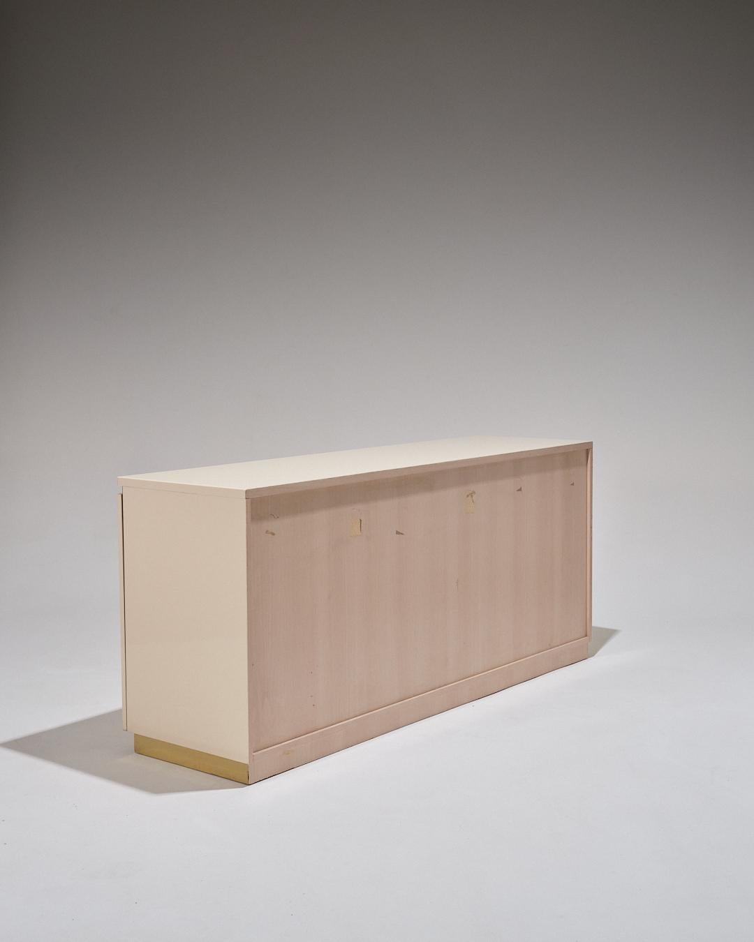 20th Century Lacquered Wood and Brass Sideboard, 1970s For Sale