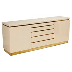 Credenza in legno e ottone Claude Mahey, anni 70