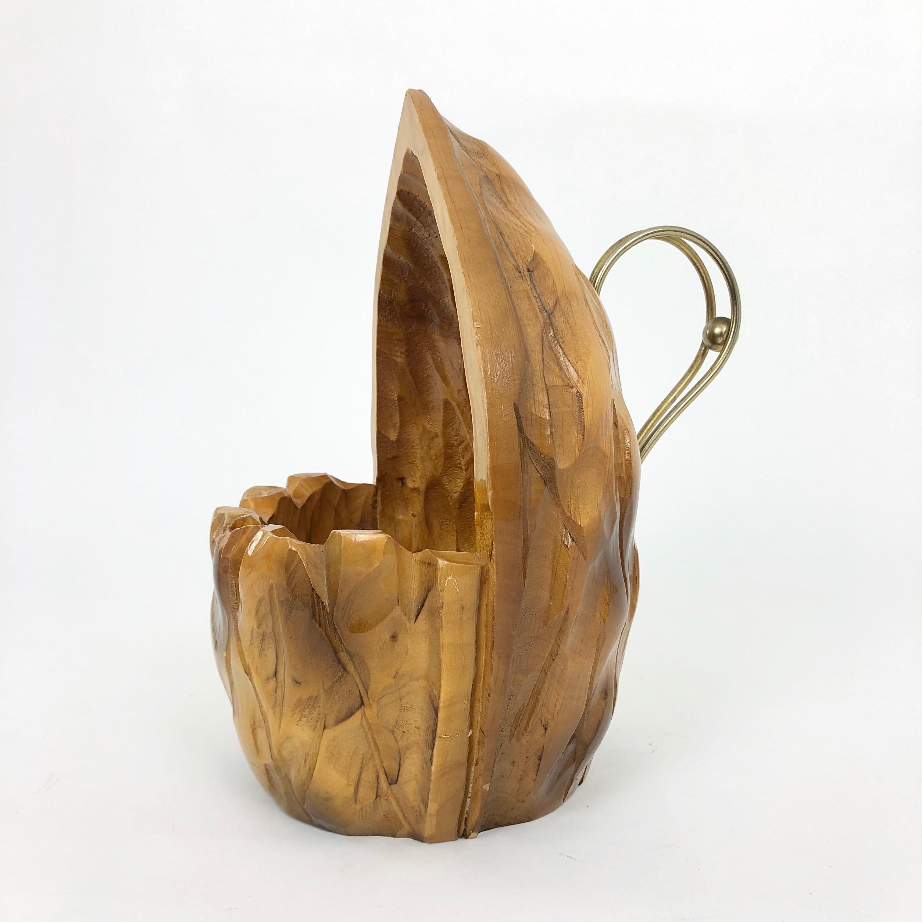 Cestino porta noci in legno laccato e ottone di Aldo Tura, Italia, anni '50 in vendita 1