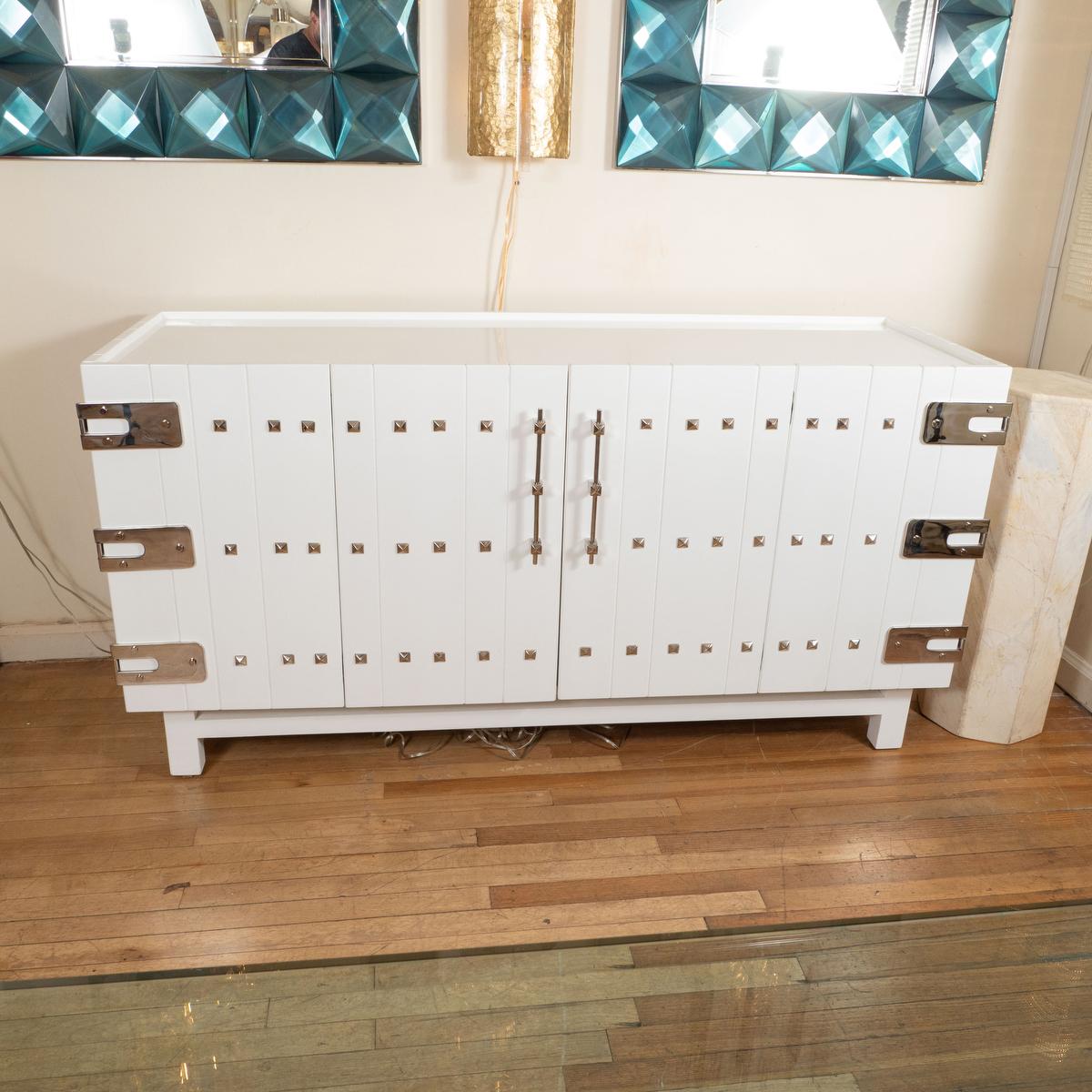 American Lacquered wood and chrome sideboard For Sale