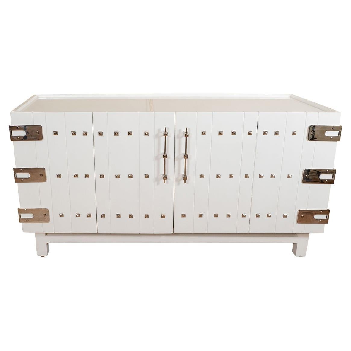 Lacquered wood and chrome sideboard For Sale