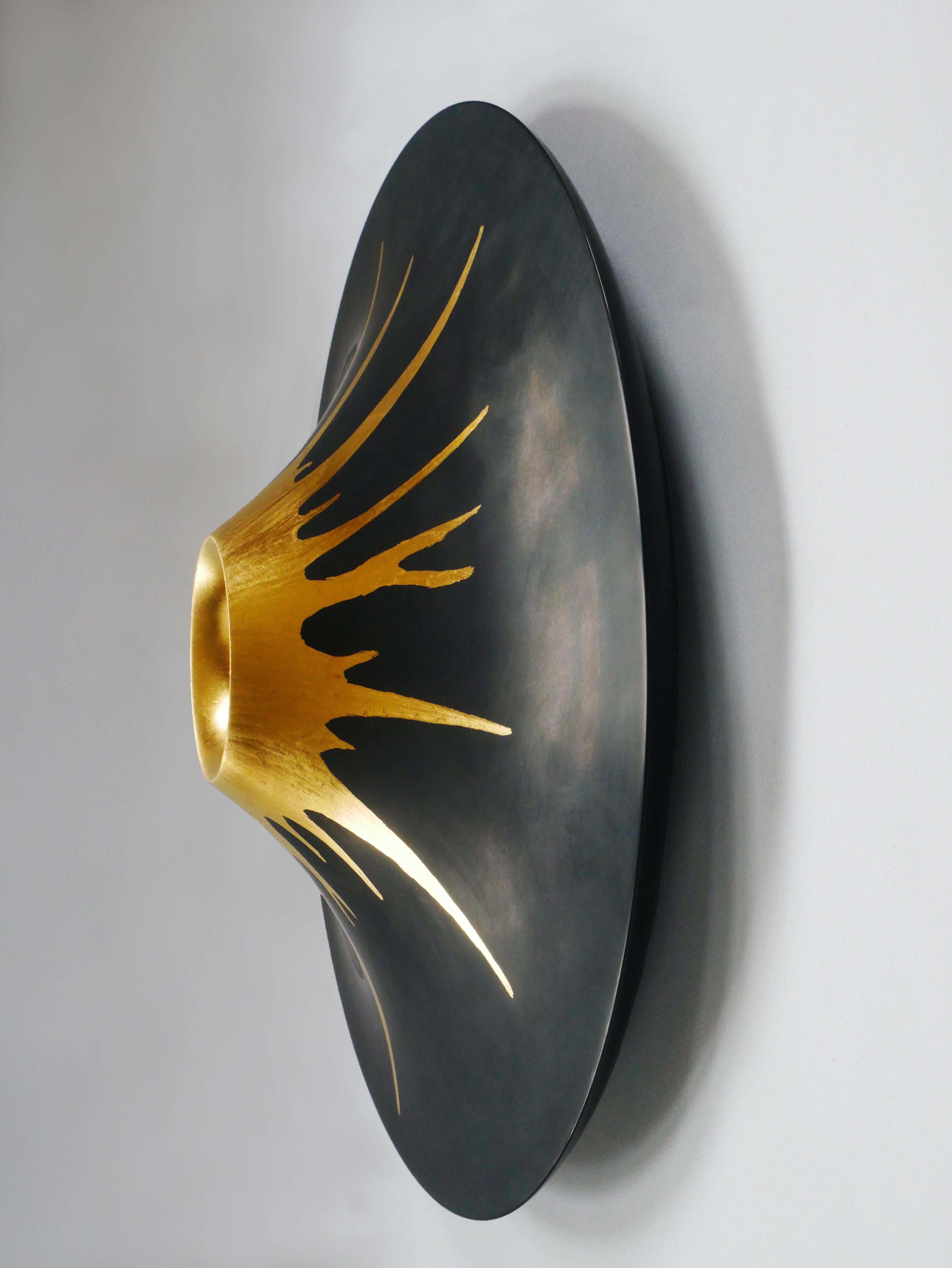 Minimalist Lacquered Wood and Gold Mirror Sculpture, Volcano
