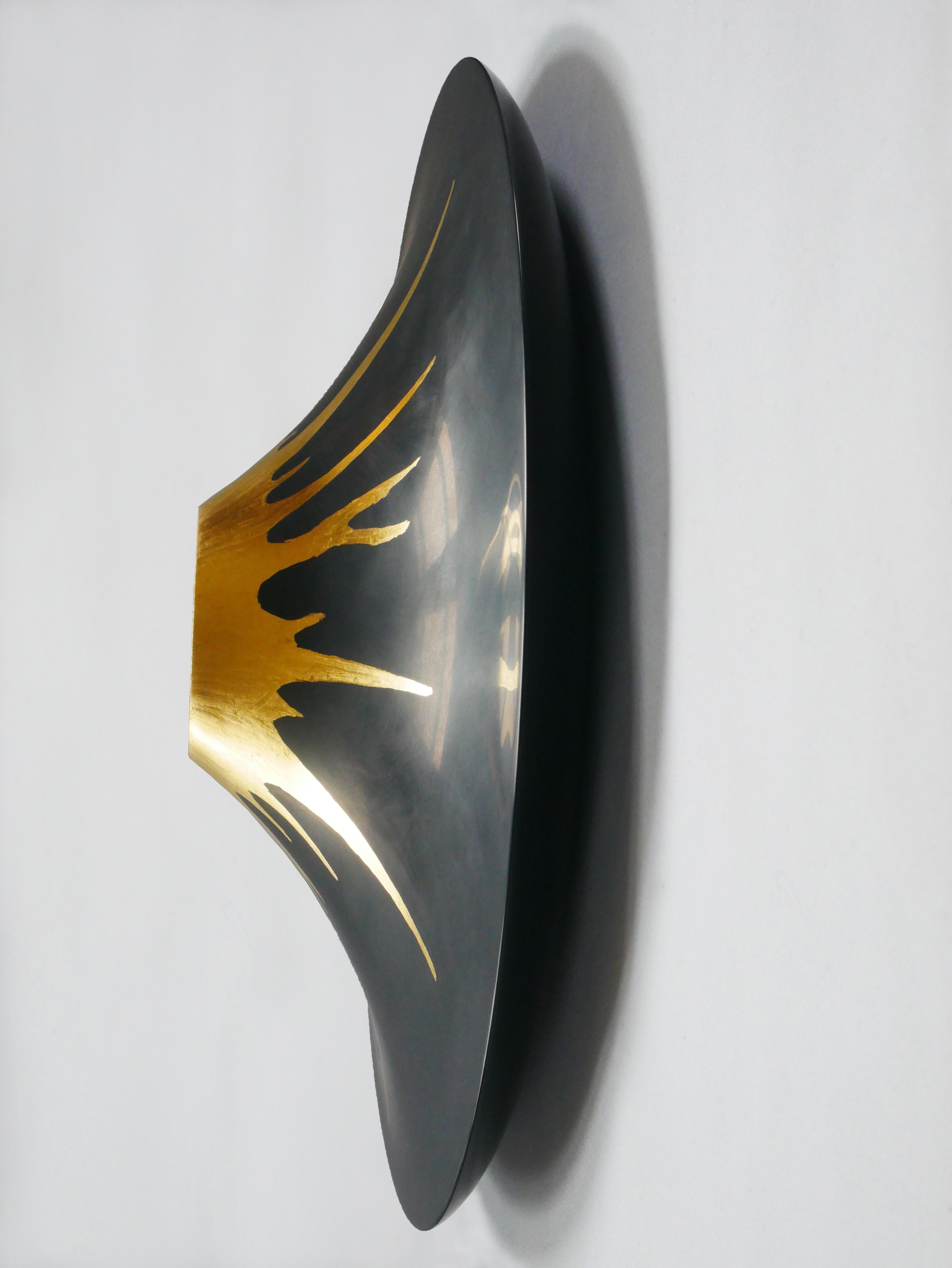 French Lacquered Wood and Gold Mirror Sculpture, Volcano