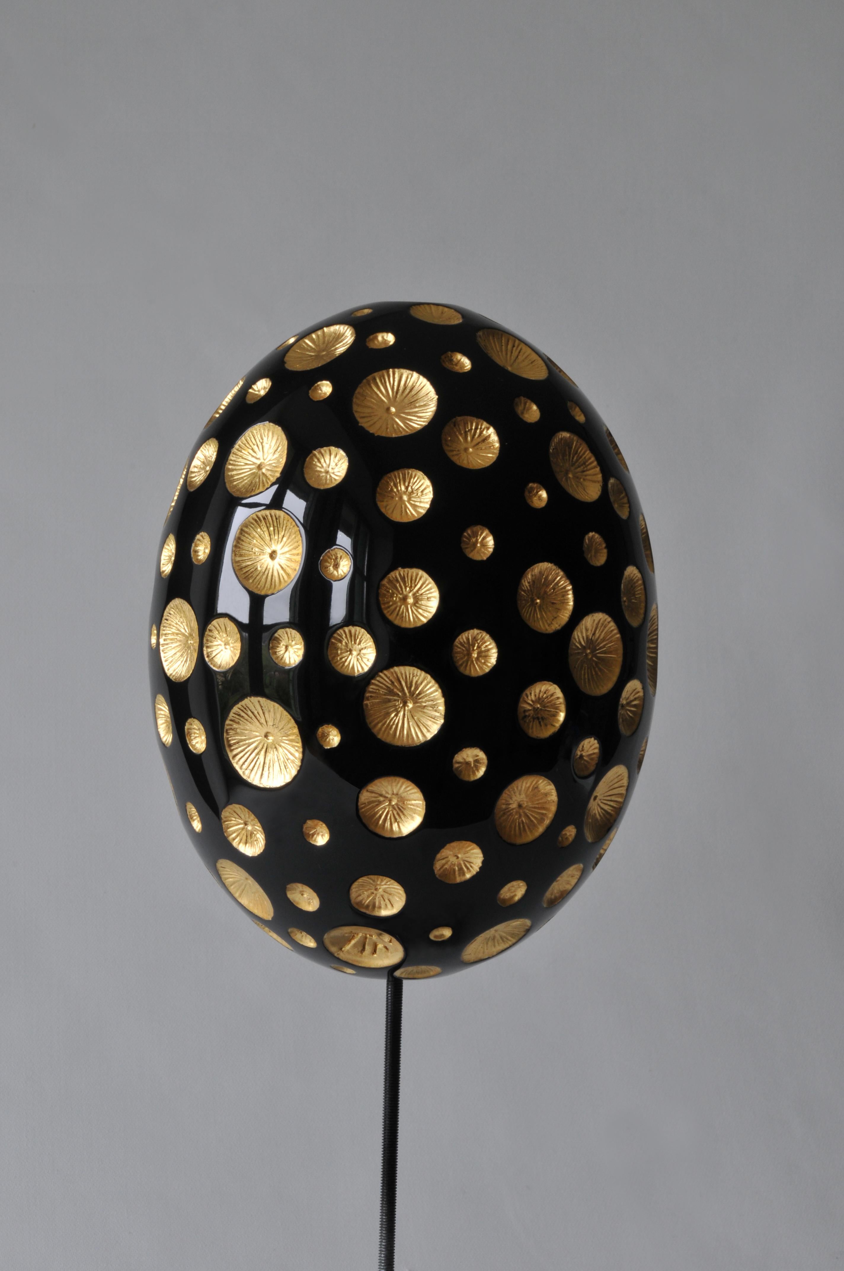 Minimalist Lacquered Wood and Gold Sculpture, Fireworks